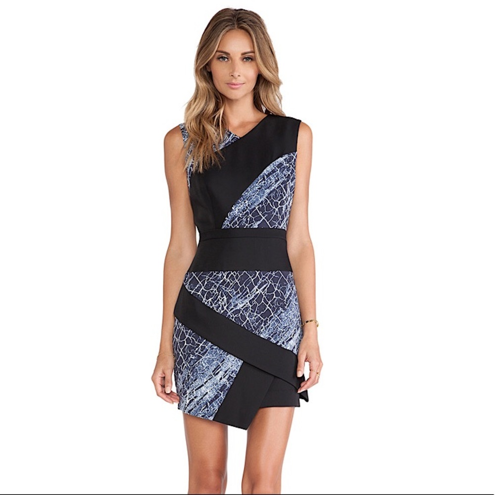 BCBG MaxAzria, NWT, Black with Navy Design Dress